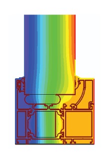 De thermische islolatie in detail van het aluminium kozijn van Le Bocq